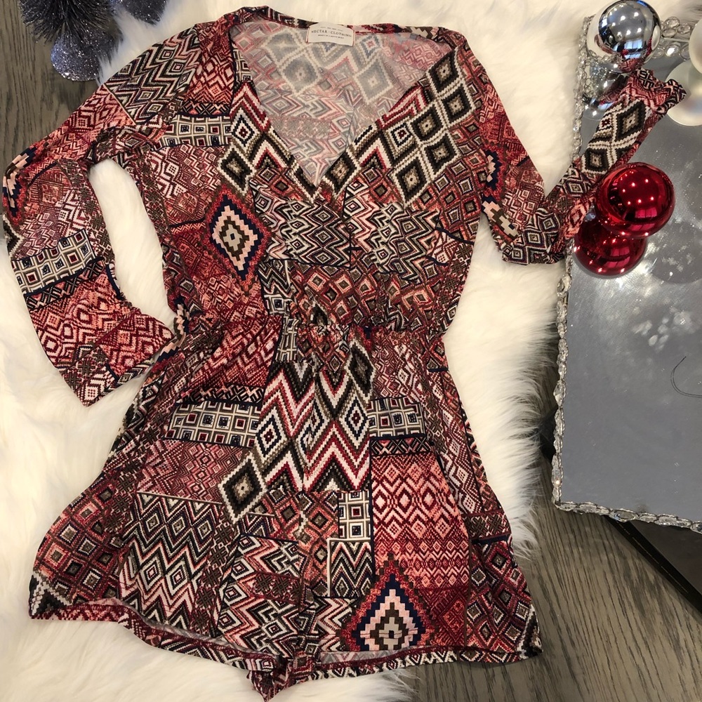 Red and Pink printed romper
